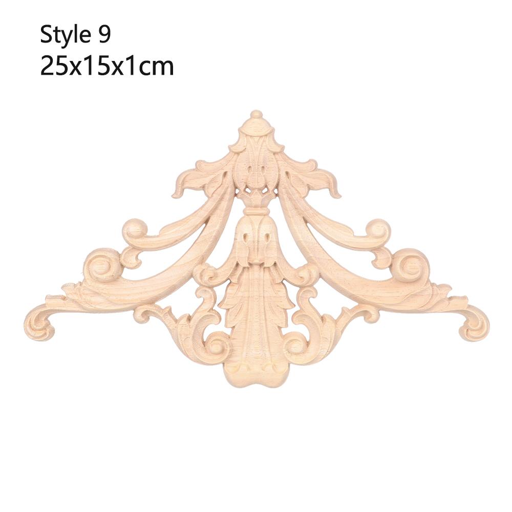 Furniture Parts Wooden Figurines Crafts Wood Carved Woodcarving Decorative Corner Appliques Frame
