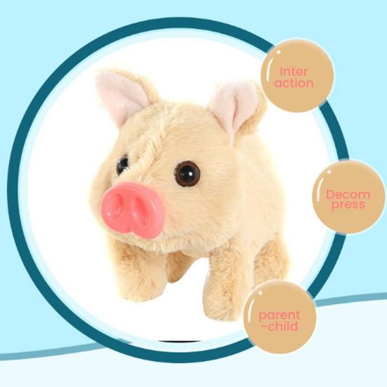Electric Pig Plush Toy Interactive Walking Piggy Doll with Sound Motion Realistic Stuffed Animal Doll