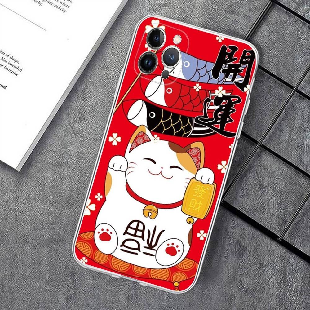 Чехол для телефона Maneki Neko Счастливый Кот-Копилка Для iPhone 17 16 15 14 13 12 11 Pro XS Max Plus Мягкий Силиконовый Чехол
