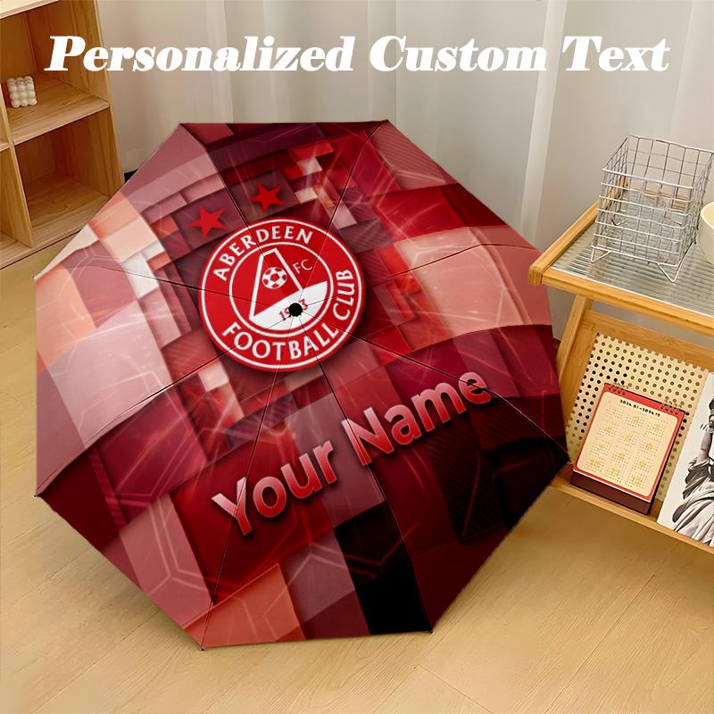 8 Rib Auto Folding Umbrella Aberdeen FC Print Custom Name Text Portable Rain Gear