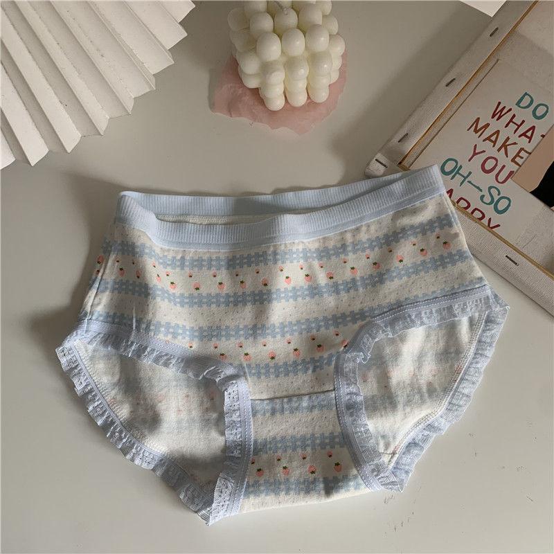 Japanese Seamless Girl Sweet Cute Briefs Summer Mid-waist Ladies Cotton Breathable Underwear Thin Women Plus Size