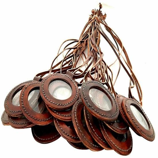 Лот из 25 морских кожаных ремешков, ожерелье с увеличительным стеклом/антикварная подвеска, лупа для чтения