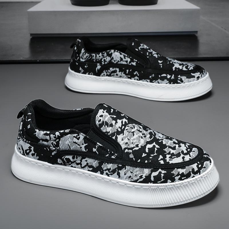 2024 лето новые мужские низкие парусиновые слипоны студенческие повседневные парусиновые туфли живые спортивные туфли на платформе