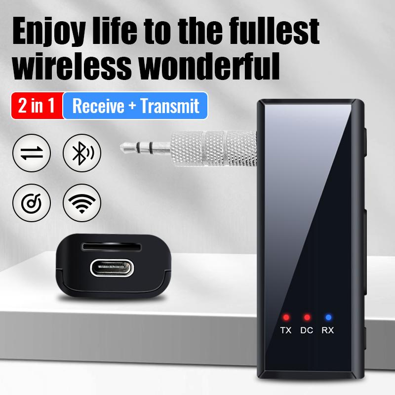 2 в 1 Bluetooth 5.4 аудио приемник передатчик 3,5 мм AUX стерео музыкальный беспроводной адаптер для ПК ТВ наушников