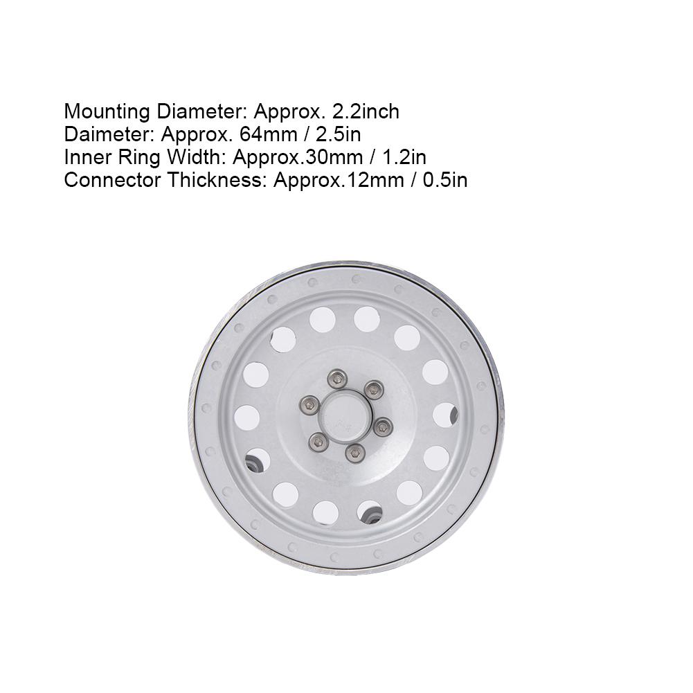4pcs 2.2inch Aluminum Alloy Wheel Hubs for 1 10 Scale RC Car Accessory Hole TypeSilver