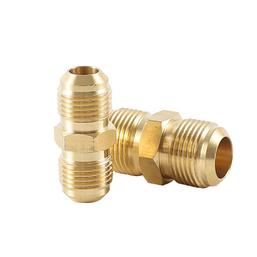 2PCS 3/8 Male Flare Straight Union Coupling Brass
