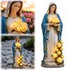 Resin Figurine Lamp with Glowing Roses Decorative Yard Lamp Garden Decor Figurine Lights for Outdoor Patio Porch Yard