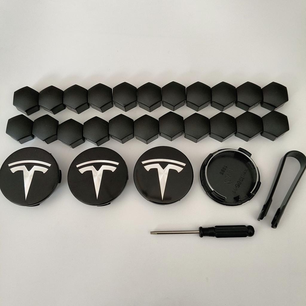 AABLV1 30PCS 26PCS 4PCS for  Tesla Model 3 Y  S/X Model Y Juniper Car Wheel Center Hub Decorative Caps Badge Lug Nut Protective Cover