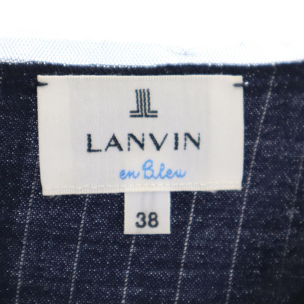 LANVIN en Bleu Made In Japan Striped Pattern No Sleeve Cut Setup 38/36 Women Used