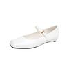 Cowhide Version French 25 New Retro Square Head Light Mouth Shoes One-word Buckle Mary Jane Flat Fairy Style Ballet Shoes