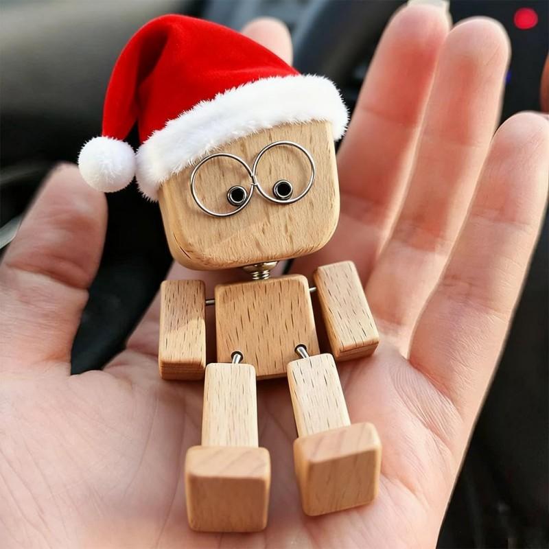 Статуэтка трясущегося человека Ручная работа Деревянная фигурка человека для подарка мужчине В комплекте аксессуары с живым выражением, книжная полка, украшения для автомобиля, рождественский подарок