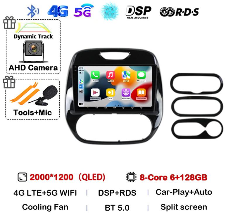 Android 14 Carplay Auto для Renault Captur CLIO Samsung QM3 2011-2018 Автомобильный радиоприемник Стерео GPS Мультимедиа Видеоплеер 360 Камера 4G