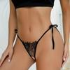 Женские эротические трусики с большим бантом, тонкий пояс, регулируемые стринги, черное, красное нижнее белье одного размера