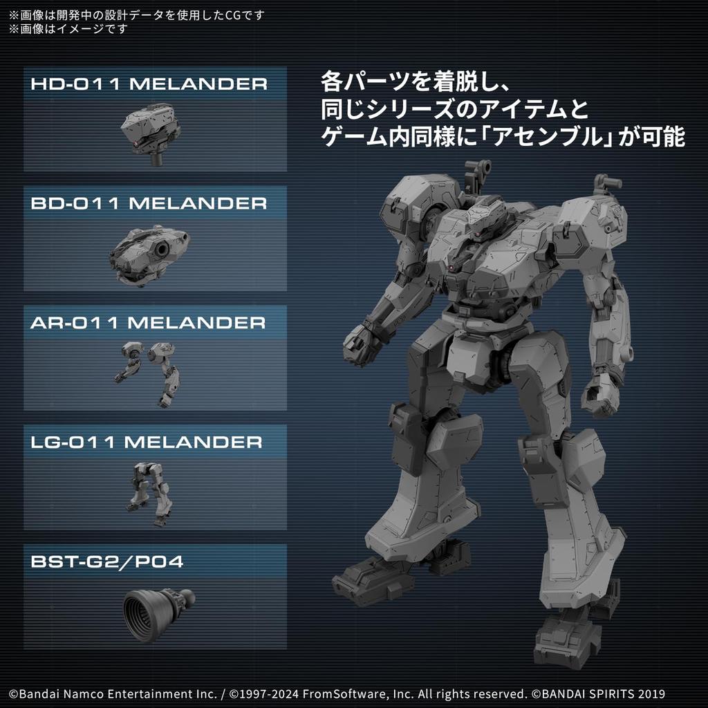 BANDAI SPIRITS 30MM ARMORED CORE FIRES OF RUBICON BALAM INDUSTRIES BD-011 MELANDER Предварительно окрашенная пластиковая модель
