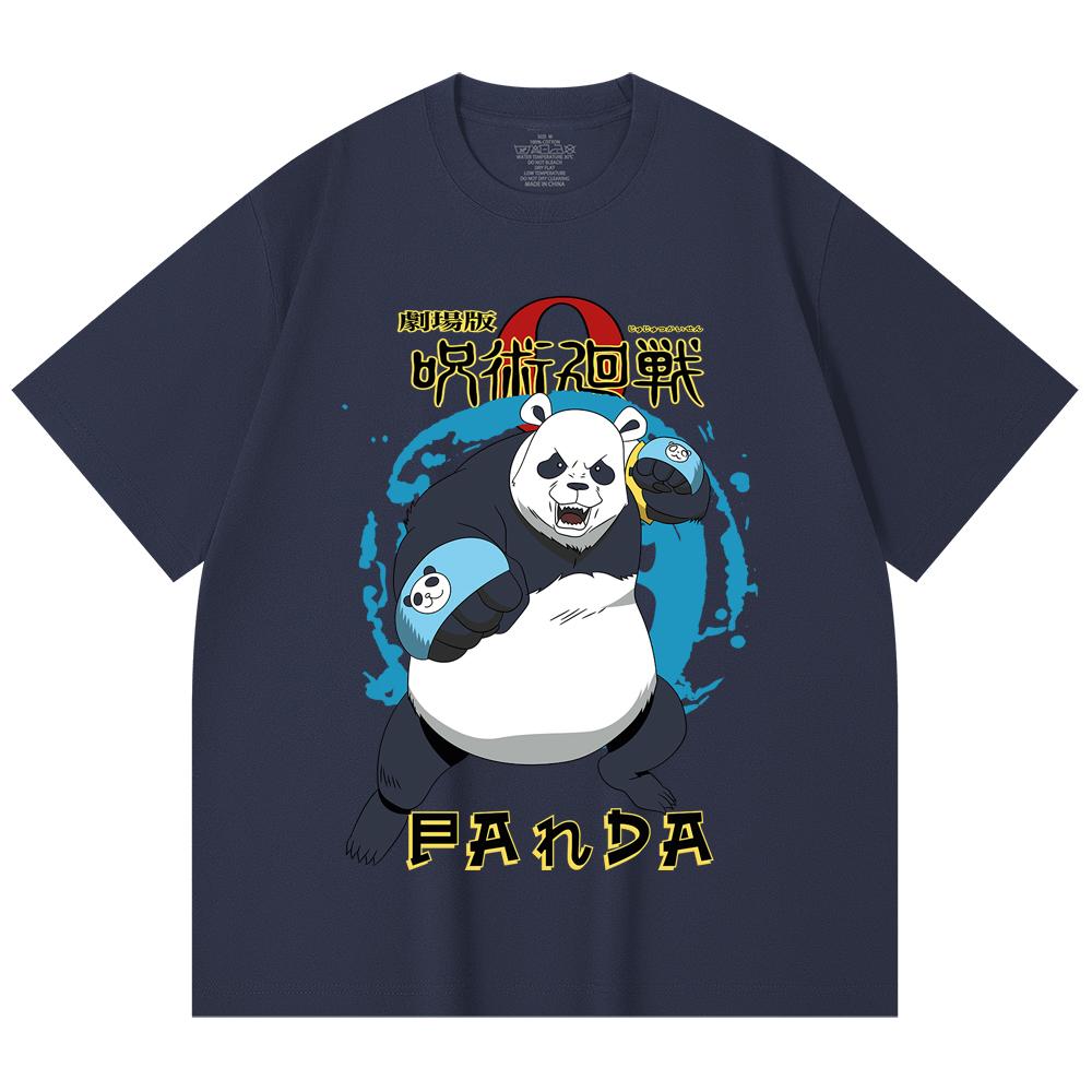 230 Gsm 100% Cotton Jujutsu Kaisen V62 Panda Print Unisex Heavy Cotton T Shirt