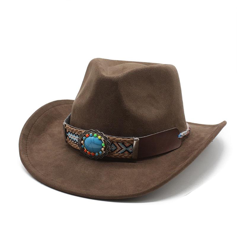 Western Cowboy Hat Men'S Casual Versatile Retro Black Suede Top Hat Female Jazz Hat