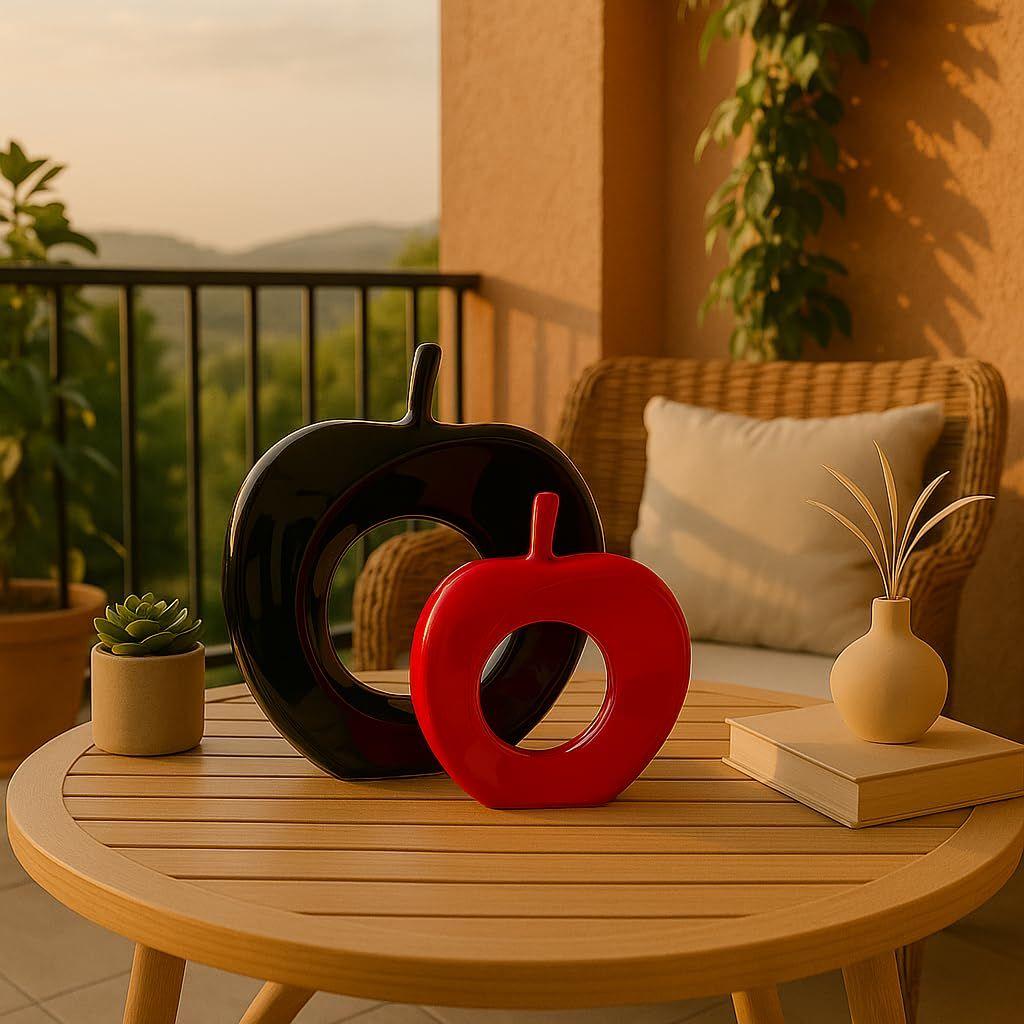 Красивая керамическая витрина для домашнего декора в форме яблока (Упаковка из 2 штук, цвет черный и красный)