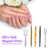 5Pcs Nail Magnet Tool Set With Double Head Flower Design Nail Magnet Pens And Strong Magnet Stick