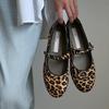 Fashion Fashion New DesignWomen's Flat Shoes Round Toe Leopard Print Shoes Casual Breathable Slip-on Flat Outdoor Ladies Mary Jane Shoes