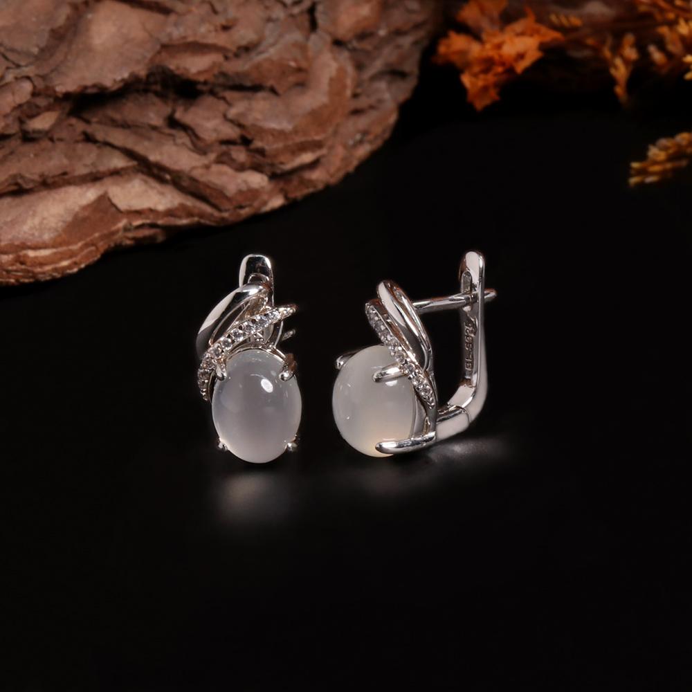 Легкие роскошные элегантные серьги из натурального белого лунного камня, модные ювелирные изделия из стерлингового серебра 925 пробы для женщин и девочек, подарки на день рождения