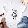 2025 New Women T Shirt Music Note Printed Tshirt Female Summer Casual Short Sleeve O-neck T-shirt Tops Tops for Women