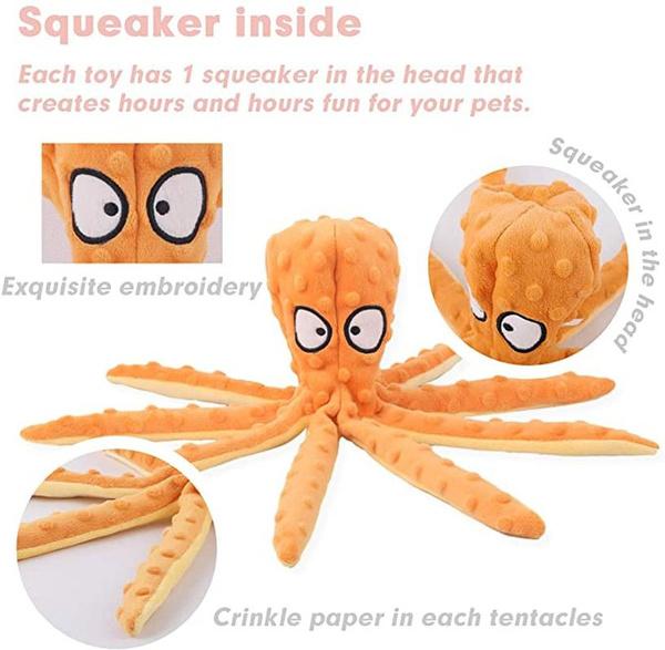 Собака пищащий осьминог без набивки плюшевая звуковая жевательная игрушка для маленьких и средних собак