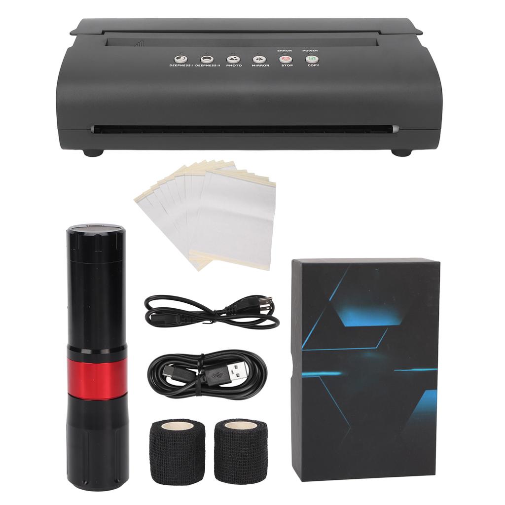 Термомашинка для переноса татуировок, комплект из беспроводной ручки для татуировок с ручкой, бумага для переноса бандажей