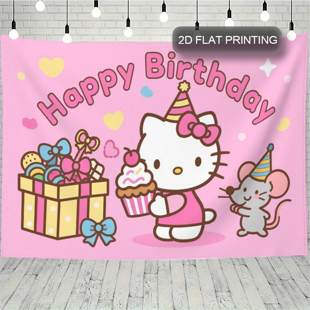Hello Kitty clouds with donuts and mini kitten prints tapestries flags cute pop art posters room decorations cute posters