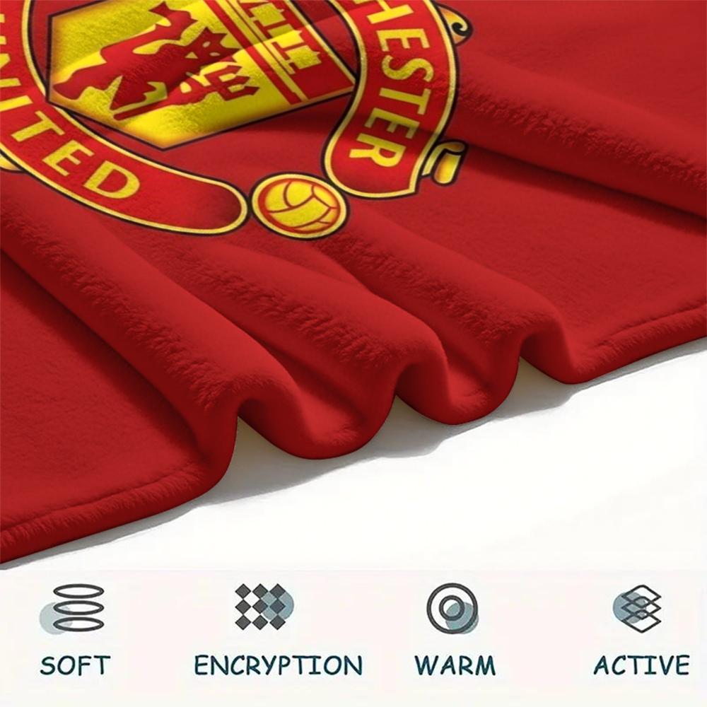 1PC Manchester Unitedaa Print Flannel Blanket, High quality Comfortable for All Seasons, Home Decor, Warmth and Comfort, Perfect for Christmas Gifts