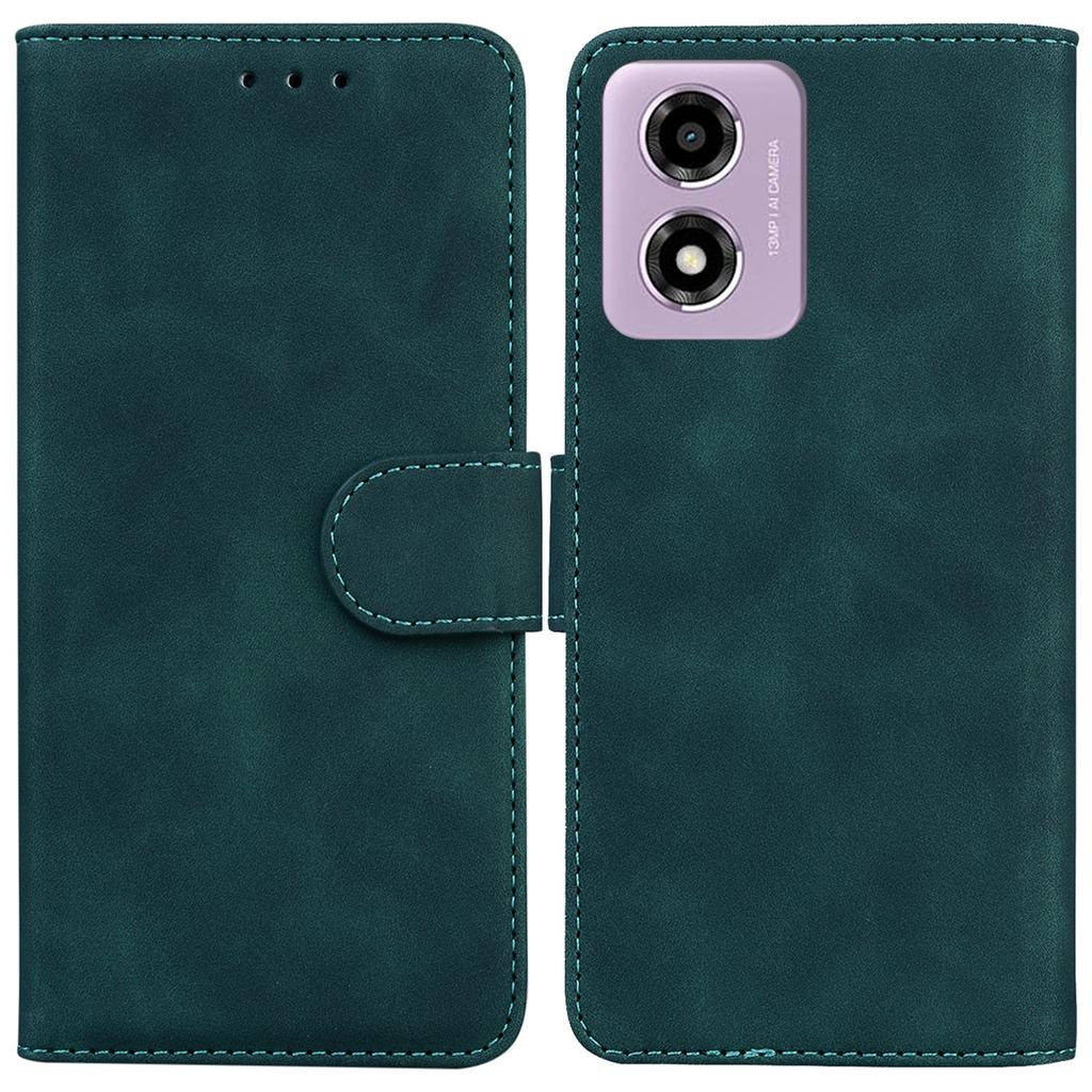 For Motorola Moto G04s 4G/E14 4G Wallet Case Solid Color Leather Phone Cover