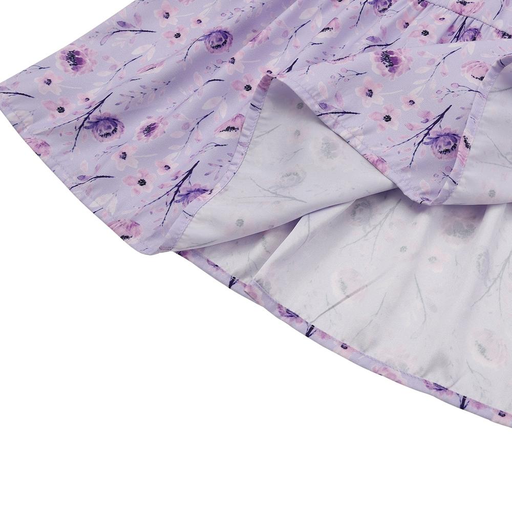 Женские ночные рубашки с цветочным принтом, кружевная ночная рубашка с круглым вырезом и коротким рукавом, свободная одежда для сна, милая домашняя одежда