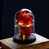 New Candy Color Immortal Bouquet, Glass Cover Rose Bouquet Birthday Gift, High-end Desktop Luminous Ornament