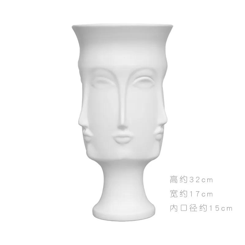 Керамическая ваза Creative Face Floreros Decorativos Moderno Vase Decoration Home Living Room White Flower Vase