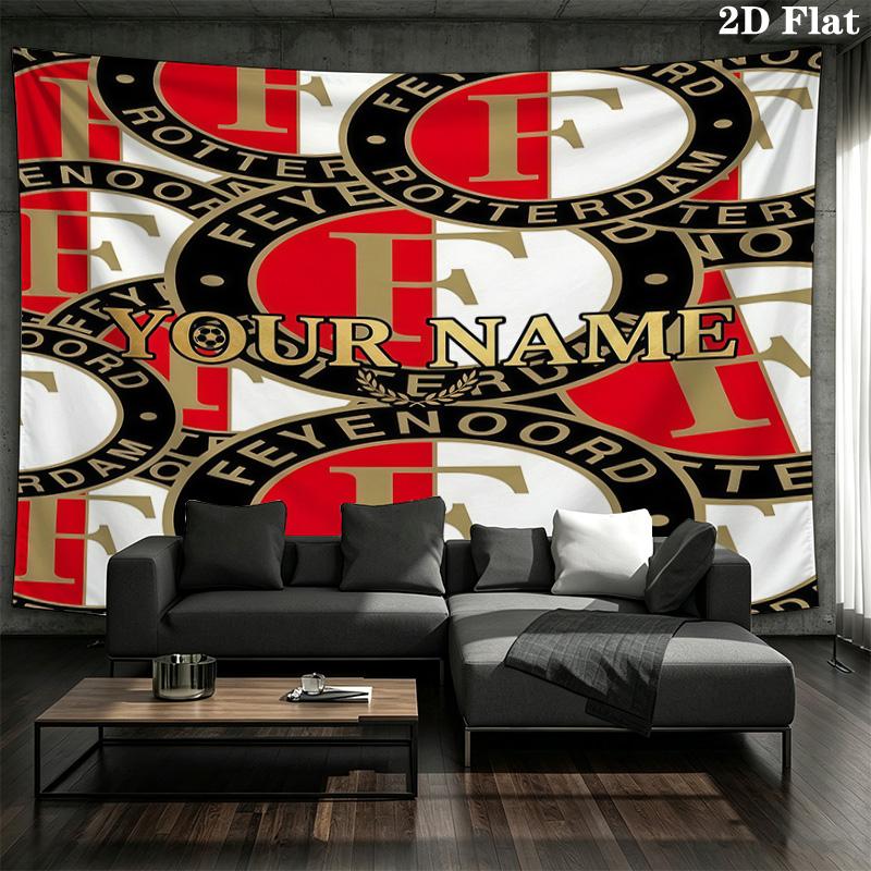Feyenoord Custom Name Wall Tapestry Aesthetic Wall Hanging Printed Fabric Blanket Decorative Tapestries For Bedroom Living Room Home Decor