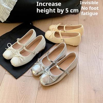 Женская обувь с увеличенным внутренним ремешком, французские балетки, туфли Мэри Джейн в серебристом цвете в стиле феи