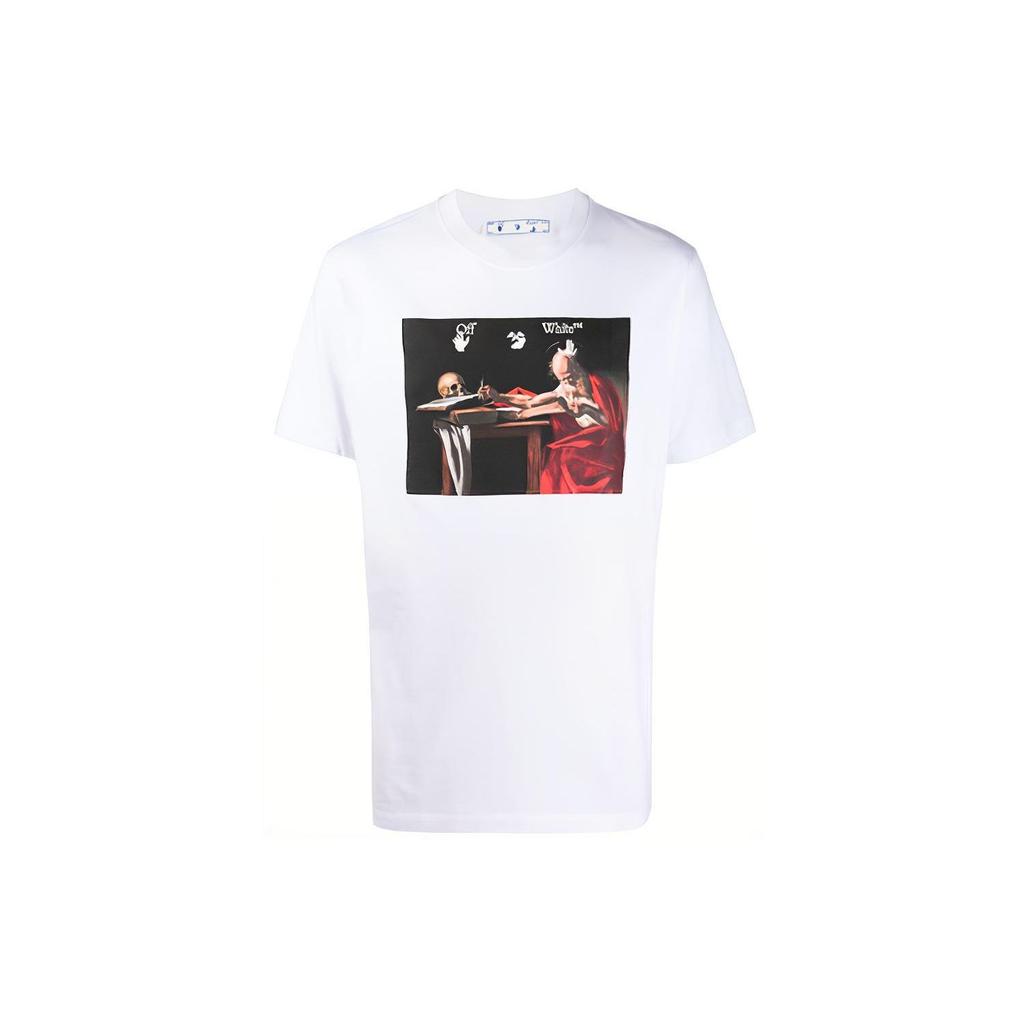 Off-White Белая футболка Caravaggio Slim Tee OMAA027R21JER0040125