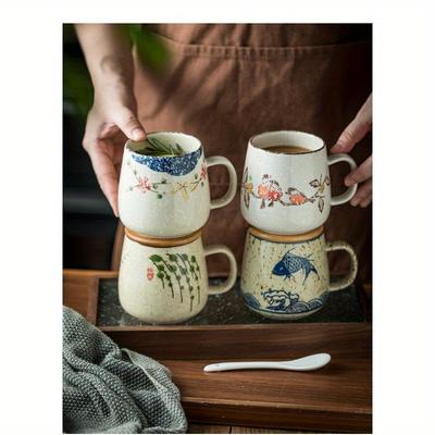 7,11 см 4 шт. Японская ретро керамическая кружка Азиатский китайский набор кофейных чашек для ресторана, закусочной, фермерского дома, кофейни, дома