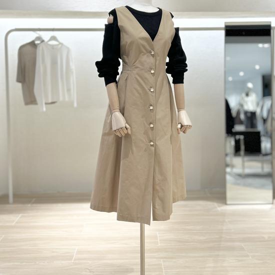 V252PSE943 Button Sleeveless Dress