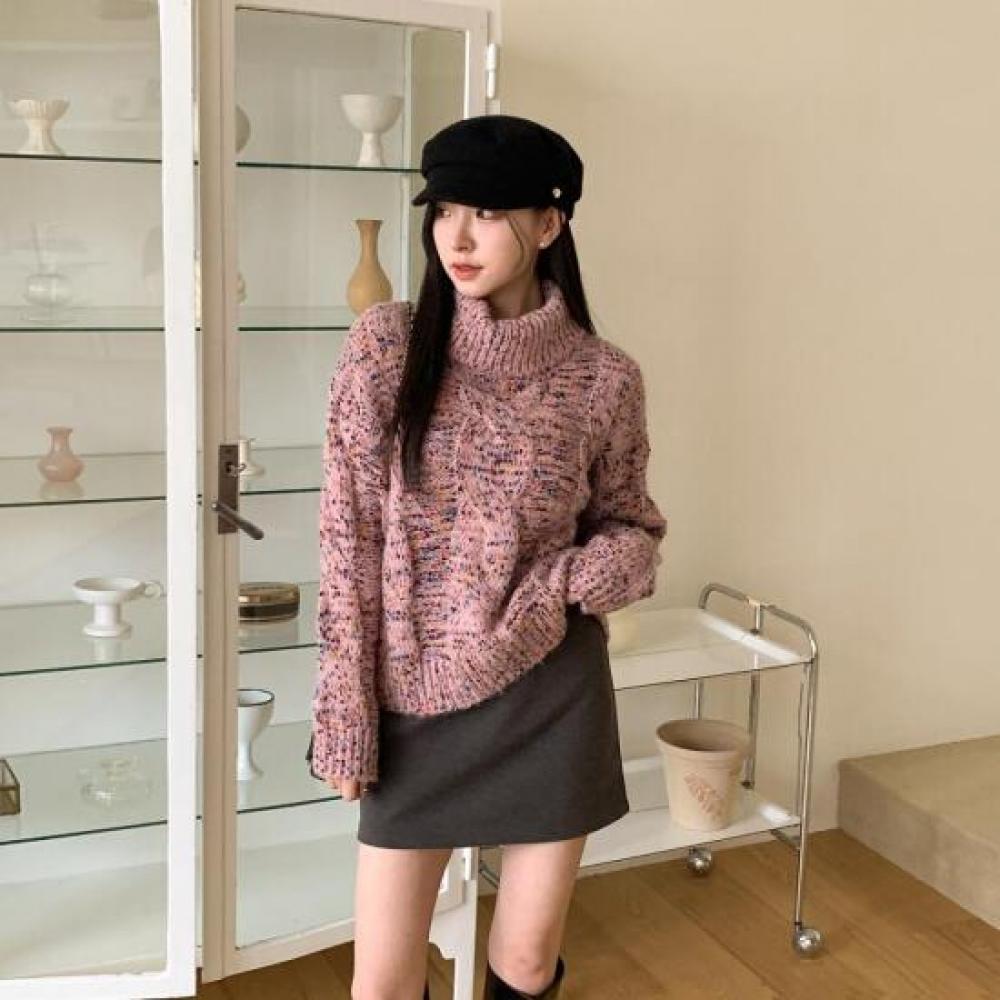 New ArrivalS Open Run Women S Cable Knit Polo Neck Sweater Pink