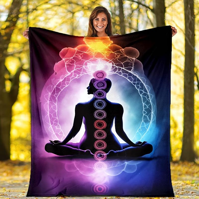 1pc Chakra Print Blanket, Soft Warm Throw Blanket Nap Blanket for Couch Sofa Office Bed Camping Travel, Multi-purpose Gift Blanket