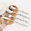 Набор столовых приборов высокого качества, 24 шт. Нож, вилка, ложка, набор посуды, столовые приборы из нержавеющей стали, креативные столовые приборы с ручками под дерево.