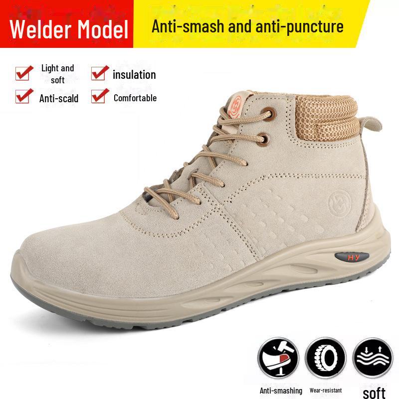 Ботинки сварщика из коровьей кожи со стальным подноском - Защита от ударов, проколов, утепленные, низкие, безопасная обувь для сварщиков.