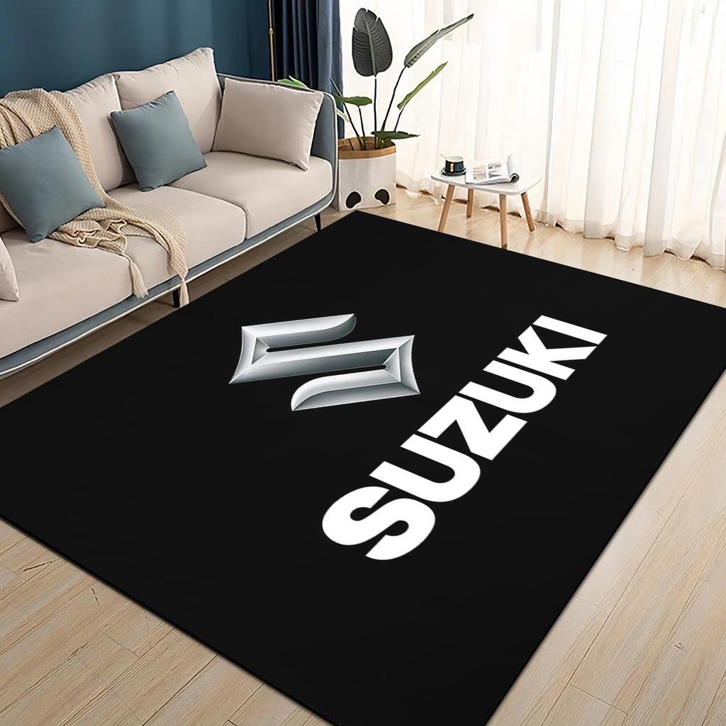 3D Гоночный автомобиль Логотип S-SUZUKI Мотоциклетный ковер для гостиной спальни домашнего дивана, Детский игровой нескользящий коврик для пола