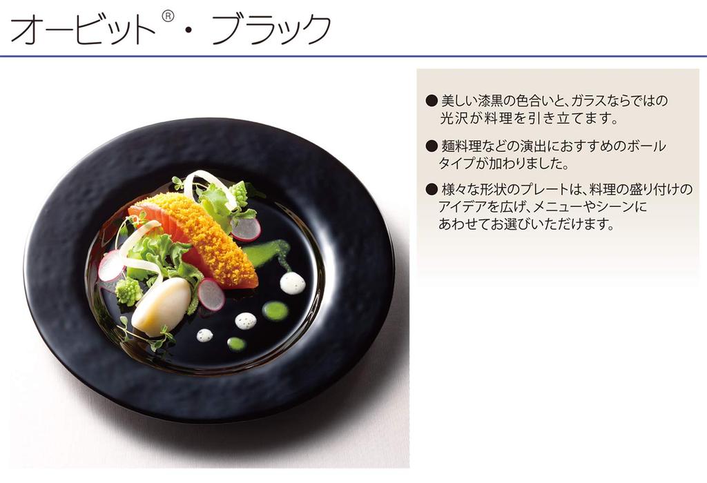 Toyo Sasaki Glass Orbit Black Bowl Made In Large Round Glass 46055BK 275, Japan, Plate, Dish, Tableware,