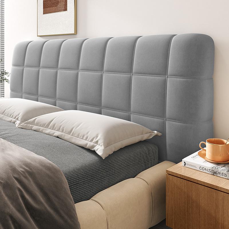 Утолщенный бархатный плюшевый стеганый чехол на изголовье кровати, роскошный однотонный чехол для кровати размера «queen-size», фланелевый универсальный чехол на изголовье кровати