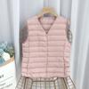 Легкий пуховой жилет с прессованным клеем, женский, осень-зима 2024 года, новый белый жилет из утиного пуха с подкладкой с V-образным вырезом