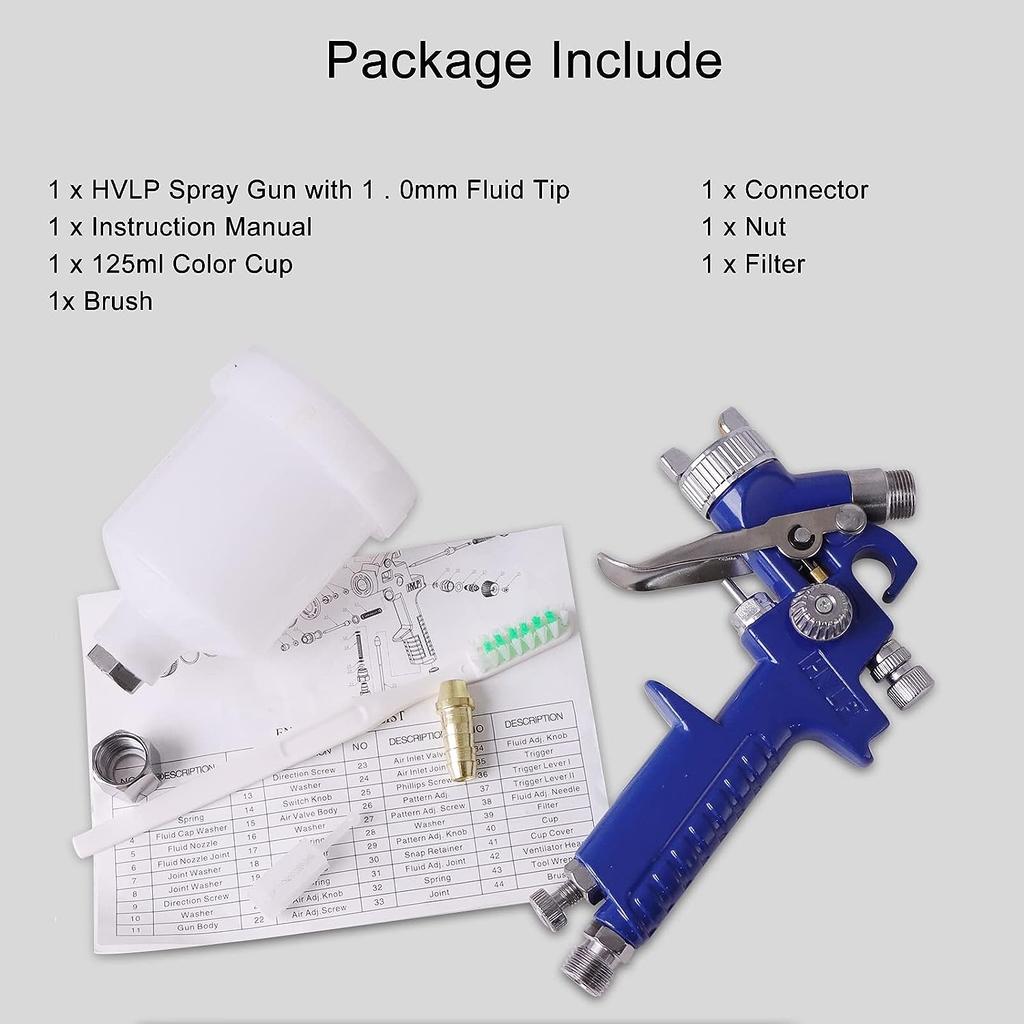 Мини-пистолет-распылитель HVLP с соплом 0,8 мм и пистолетом-распылителем 125 мл для покраски деталей автомобиля, обеспечивает точечный ремонт (0.8)