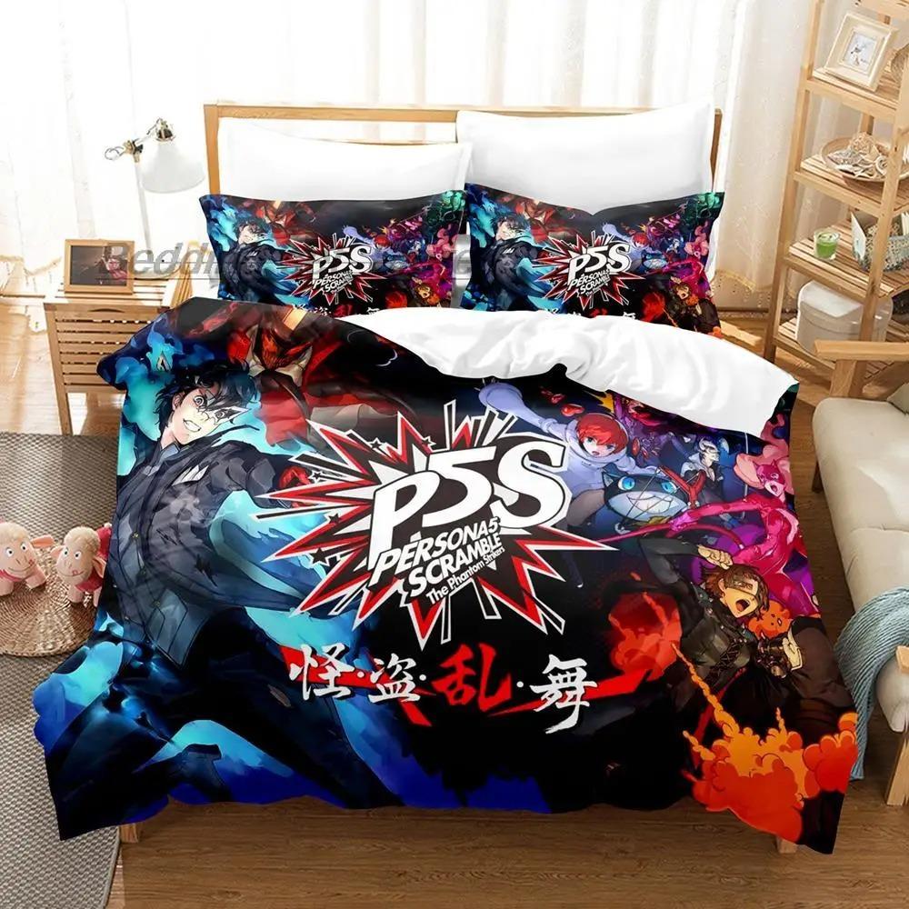 Комплект постельного белья Persona 5 Односпальный Полуторный Двуспальный Кинг-сайз Комплект для кровати Взрослый Детский Спальня Комплекты пододеяльников 3D-принт Аниме комплект простыней