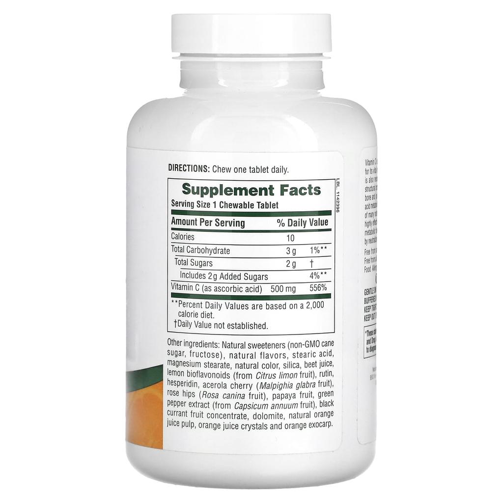 NaturesPlus, chewable orange juice, vitamin C, natural orange, 500mg, 90 tablets