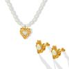 French New Light Luxury Temperament Does Not Fade Niche Hammer Type Love Peach Heart Necklace Bracelet Jewelry Set Women